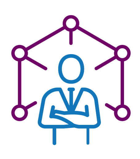 icon for leadership showing figure within a diagram for consecutiveness